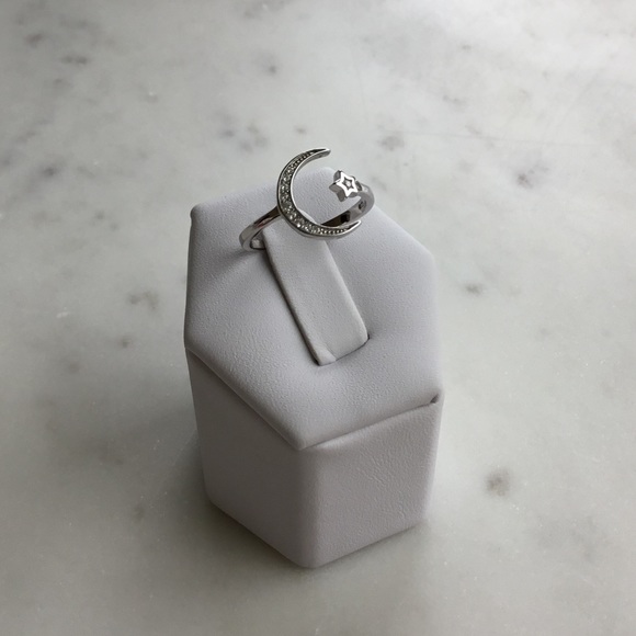 Sterling Silver CZ Ring - Moon and Star - Picture 12 of 14